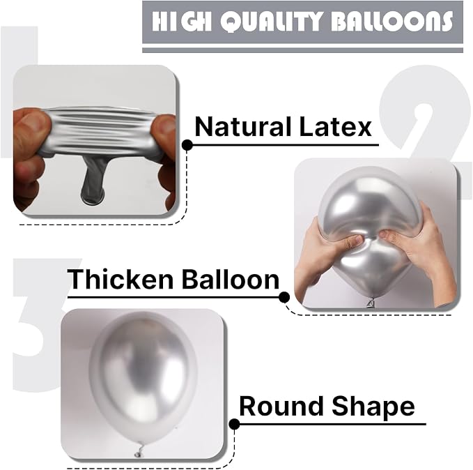 PartyWoo Metallic Silver Balloons 100pcs Chrome Silver Color | - Image 6