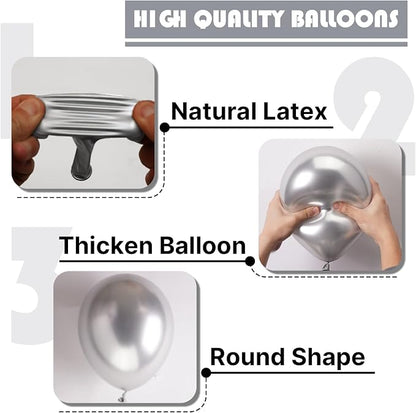 PartyWoo Metallic Silver Balloons 100pcs Chrome Silver Color | - Image 6