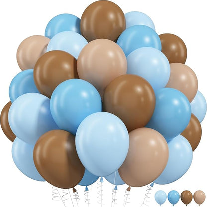 Blue and Brown Balloons, 12 Inch Light Baby Blue and Brown Balloon Double by Froova