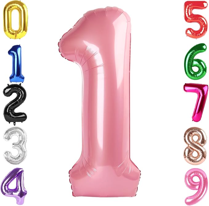 40 Inch Pastel Pink Number 1 Balloon, 1st Birthday Party Decorations | 40 Inch by Hadoife
