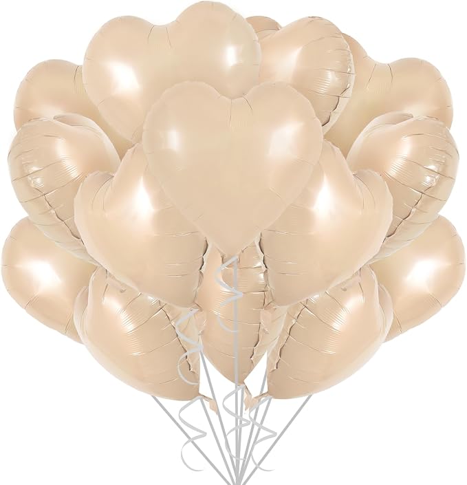 TONIFUL 30 Pcs Apricot Heart Balloons 18 Inch Heart Shape Foil Balloon | Mylar by TONIFUL