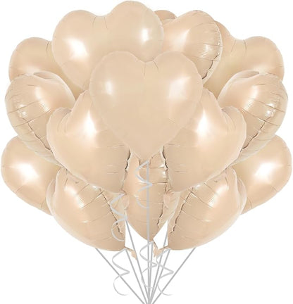 TONIFUL 30 Pcs Apricot Heart Balloons 18 Inch Heart Shape Foil Balloon | Mylar by TONIFUL