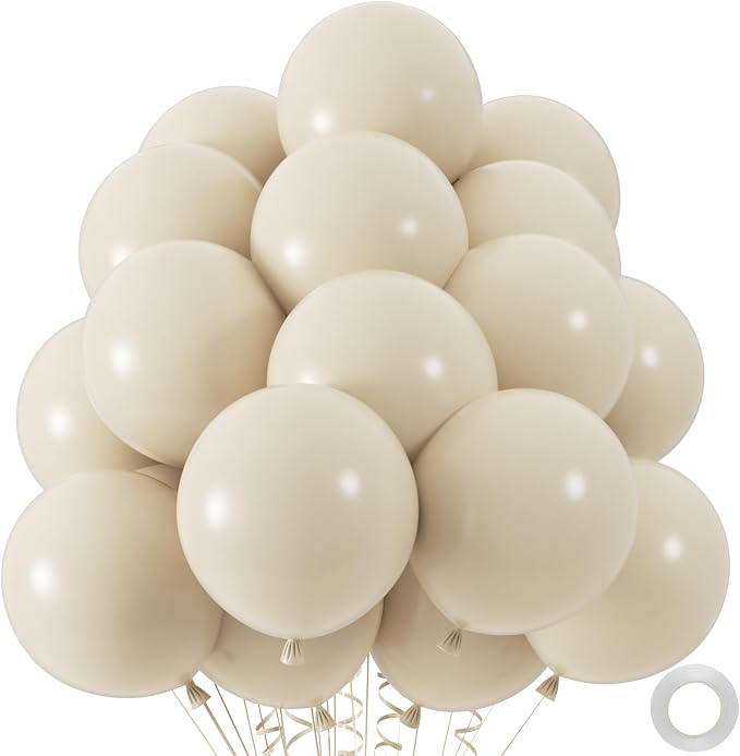 50pcs Sand White Balloons, 12inch White Sand Party Latex Balloon | Helium Ivory by ZizasAry