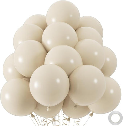 50pcs Sand White Balloons, 12inch White Sand Party Latex Balloon | Helium Ivory by ZizasAry