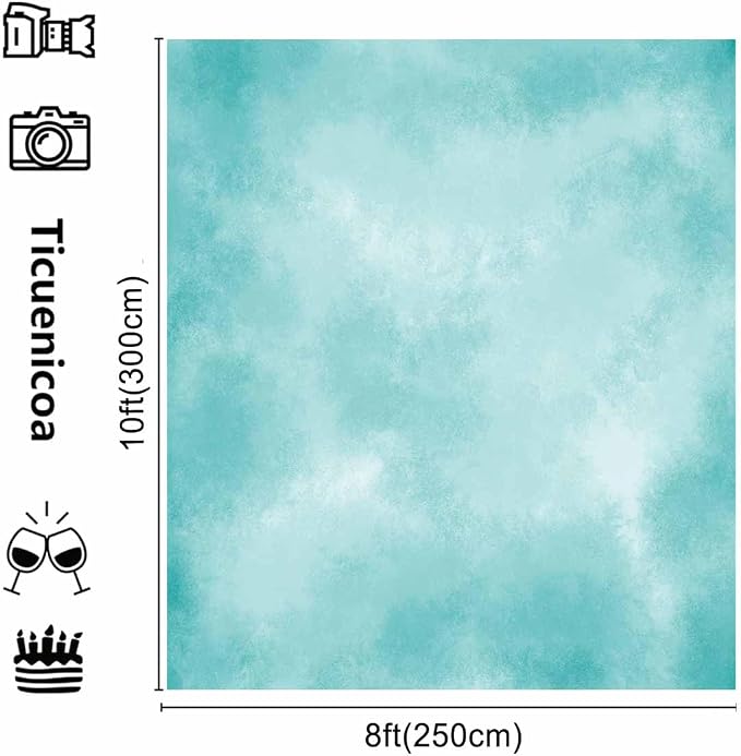 8x10ft Aqua Abstract Solid Photography Backdrops Gradient Portrait Photo Booth - Image 3