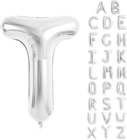 Silver Letter Balloons 40 Inch Large Alphabet Balloon Letter T | Foil Mylar Big by YUNSHANGMO