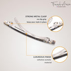 French Amie Long and Thin Large 4" Celluloid Automatic Handmade Hair Clip for Girls Strong Hold No Slip Grip Hair Claw Clips for Women, Made in France (Onyx)
