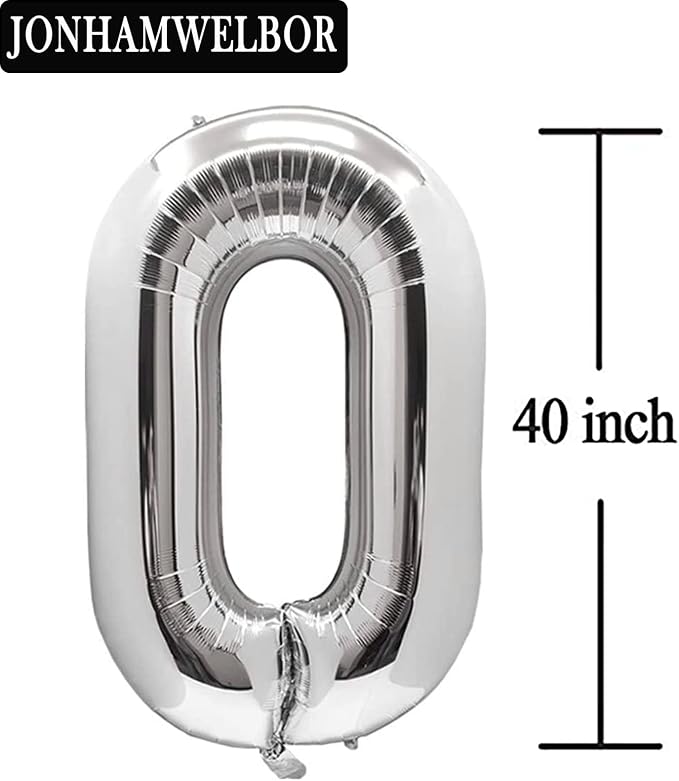Jonhamwelbor 50 Number Balloons Silver 50 Years old Big Large Giant Jumbo Foil - Image 3