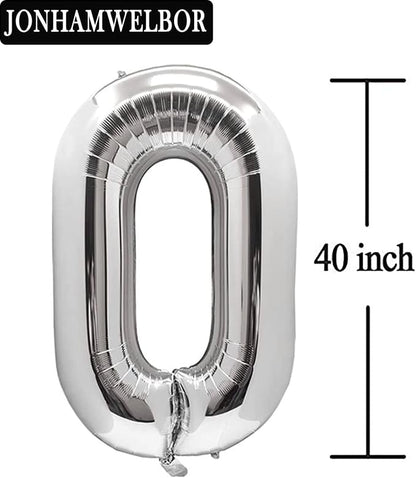 Jonhamwelbor 50 Number Balloons Silver 50 Years old Big Large Giant Jumbo Foil - Image 3