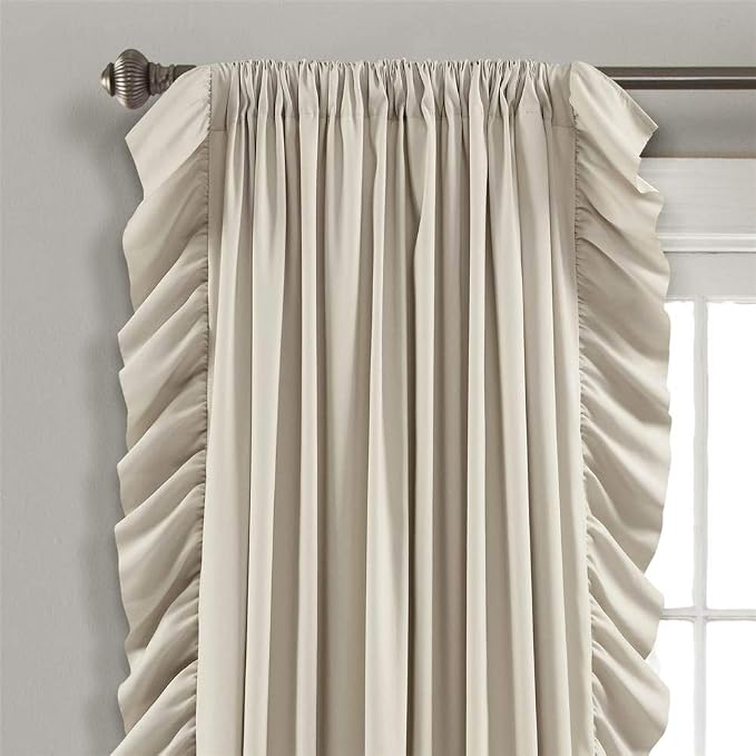 Lush Decor Reyna Ruffle Window Curtain Panel Set, Wheat - Image 2