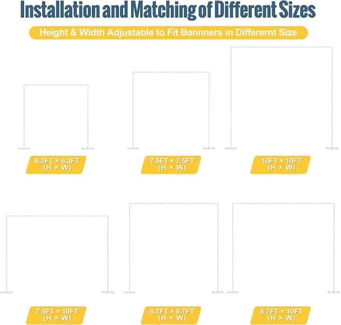 10x10FT Backdrop Stand Heavy Duty Pipe and Drape Kit White | Adjustable Metal - Image 2