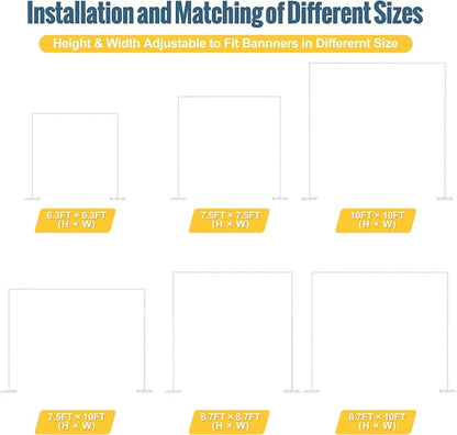 10x10FT Backdrop Stand Heavy Duty Pipe and Drape Kit White | Adjustable Metal - Image 2