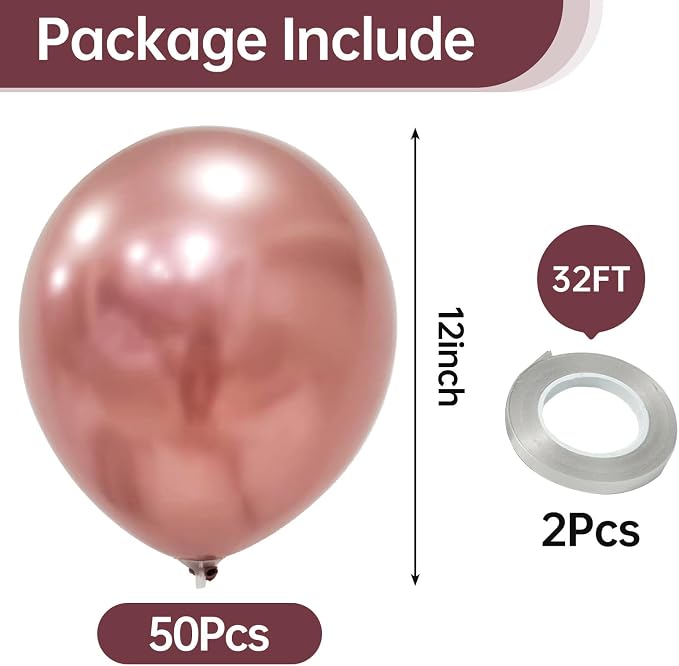 10 Inch Metallic Rose Gold Balloons - Image 2