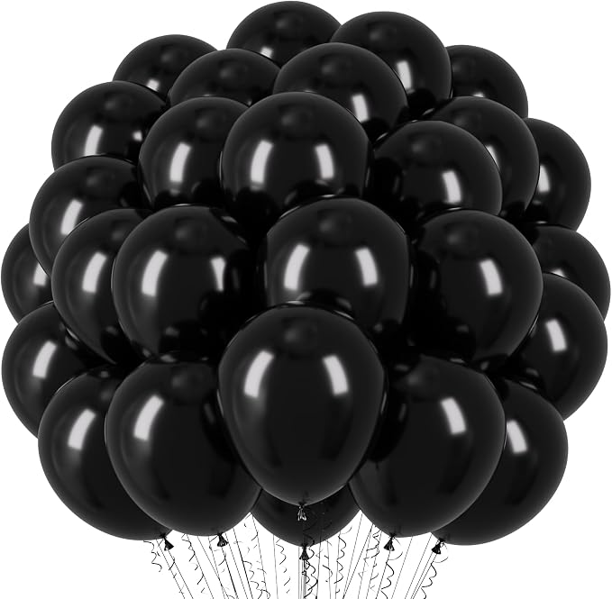 Voircoloria 66pcs Black Latex Party Balloons, 12inch | by Voircoloria