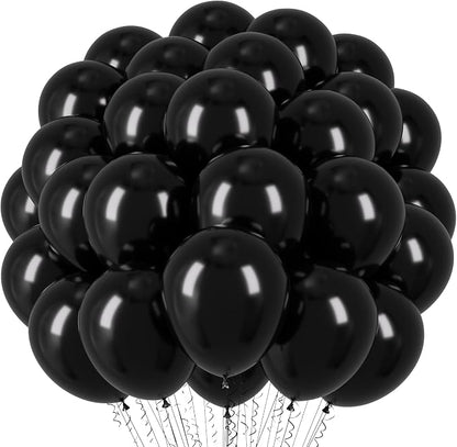 Voircoloria 66pcs Black Latex Party Balloons, 12inch | by Voircoloria