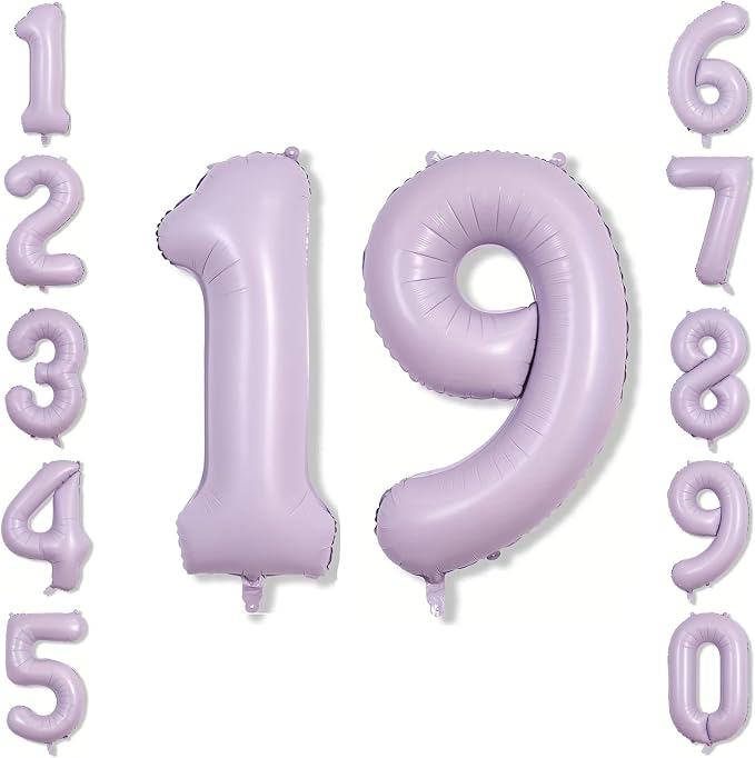 Cream Purple Number 19 Balloon 40 Inch, Foil Digits by Unknown