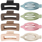 Hair Clips for Women 4.3 Inch Large Hair Claw Clips 8 pcs Square Claw Clips & Flat Hair Clips for Thick or Thin Hair French Concord Hair Barrettes Alligator Hair Accessories for Women (Light Colorful)