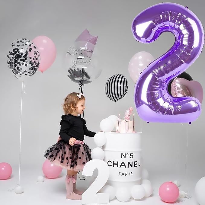 Purple Number Balloons, 40 Inch Purple Balloon 1.1 Helium Balloon 1st Birthday - Image 7