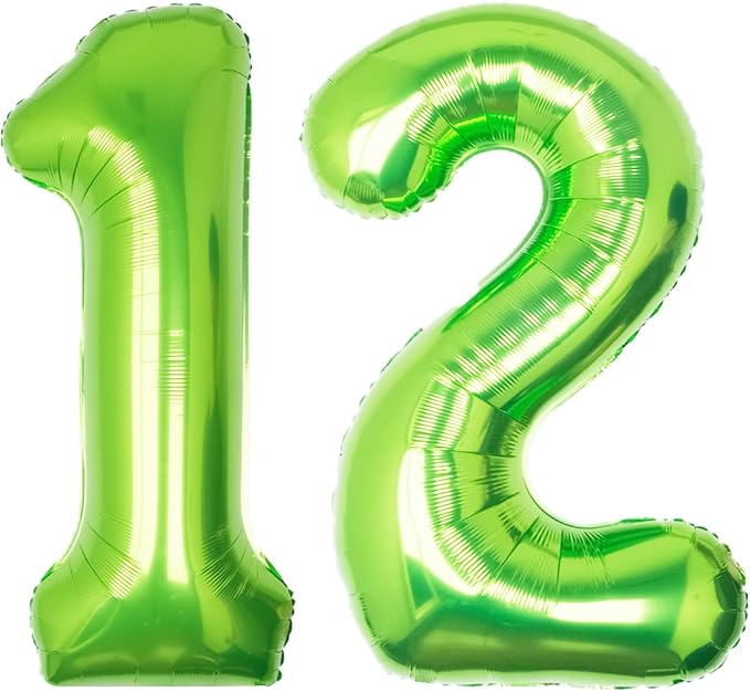 40 Inch Green Number 12 Balloon Lime Big Large Helium Number 0-9 | Giant by SULALABOO