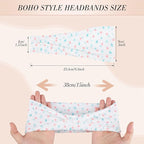 obeoby Boho Headbands for Women, 8 Pack Pink Floral Printed Headbands Non Slip for Girls Valentines Day Outfit Wide Headband for Daily Use Yoga Running