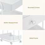 BarberPub Salon Trolley Cart with Lockable Wheels, Salon Cart with Drawer, Storage Trolley for Barber Shop, Spa 2086 (White)