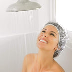 Auban 50 PCS Shower Cap Disposable,Bath Caps Larger Thick Clear Waterproof Plastic Elastic Hair Bath Caps For Women Hotel Travel Essentials Accessories Deep Conditioning Hair Care(19.3")