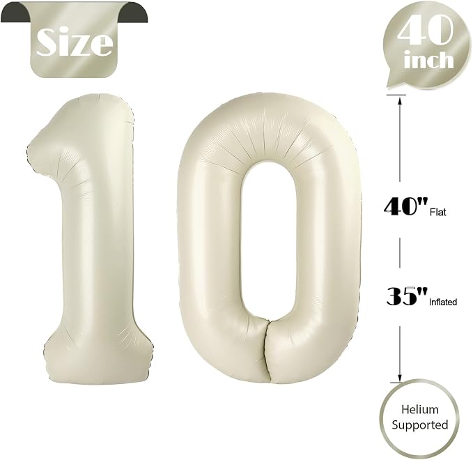 Cream Number 10 Balloon 40 Inch - Image 5