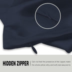 Natural Mulberry Silk Pillowcase for Hair and Skin Pillow Case with Hidden Zipper Soft Breathable Smooth Cooling Covers Sleeping(Navy Blue,Standard,1Pcs)