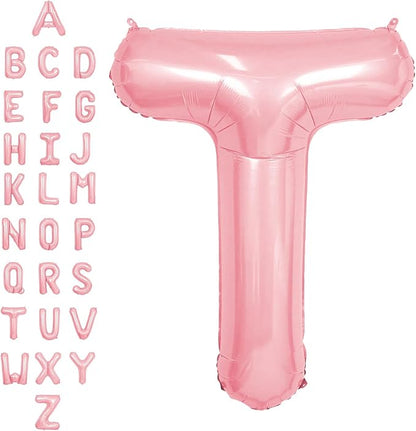 SUWEN 40 Inch Pink Large T Letter Balloons Big Foil Helium A-Z | Jumbo Mylar by SUWEN