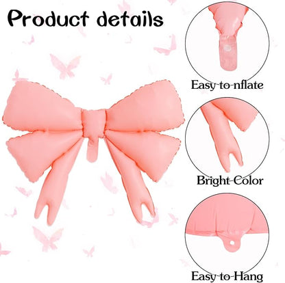Vuzvuv 5 Pcs 30 Inch Foil Pink Bow Balloons - Image 3