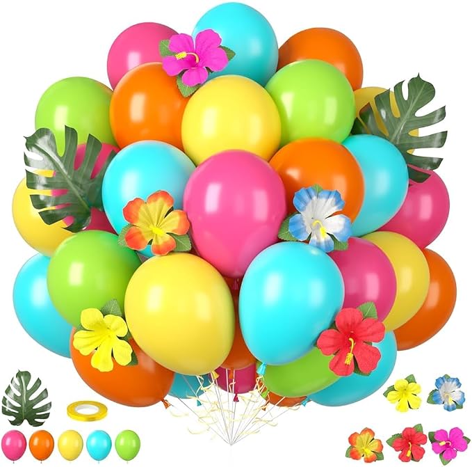 Tropical Balloons, 12 Inch Hawaiian Balloons by FunHot