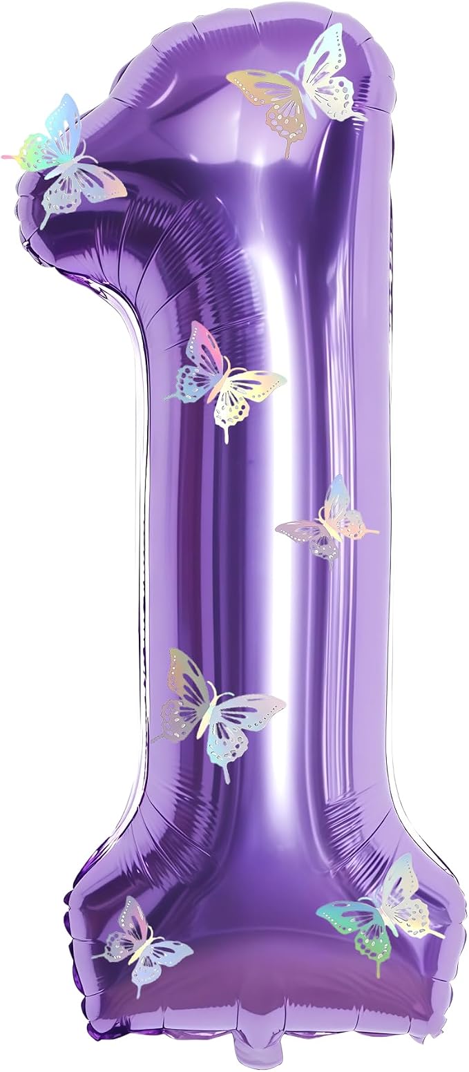 40 Inch Purple Number 1 Balloon by GLASNES