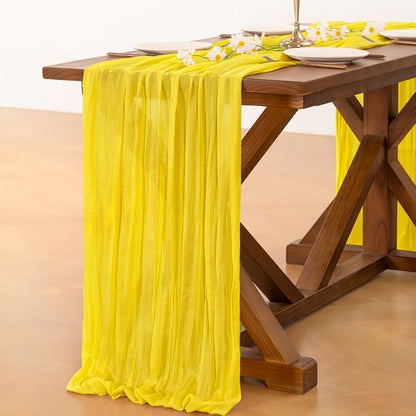 Cheesecloth Table Runner Summer Boho Wedding Birthday Party Home Decor | Yellow - Image 4