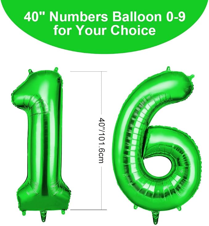 OFFCUP 40 Inch Green Number 16 Balloon - Image 2