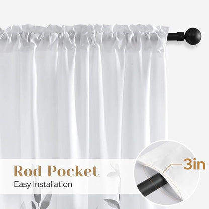 HOMEIDEAS Non-See-Through Light Grey and White Privacy Sheer Curtains 52 X 96 - Image 7