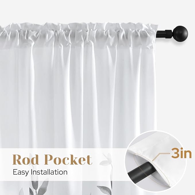 HOMEIDEAS Non-See-Through Light Grey and White Privacy Sheer Curtains 52 X 63 - Image 7