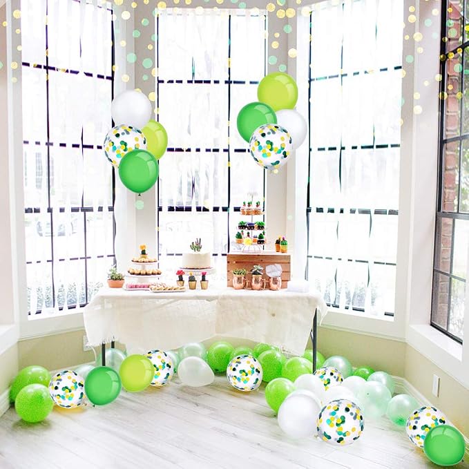 KBZVNAF Green White Latex Party Balloons - Image 4