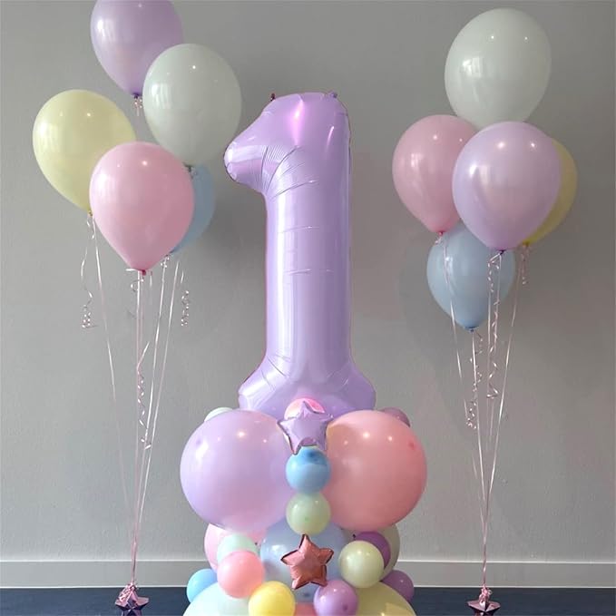 Pastel Purple Number 70 Birthday Balloons, 40 Inch Large Light Purple Mylar - Image 4