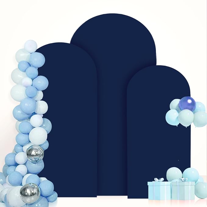 FANPROMS Wedding Arch Cover 7.2FT 6.6FT 6FT Navy Spandex Arch Cover Set of 3 - Image 4