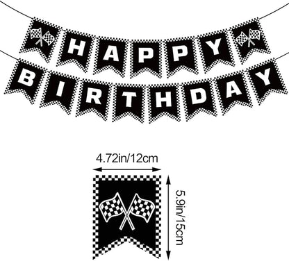 MEETINGU Race Car Happy Birthday Banner, Race Car Birthday Party Decorations - Image 2