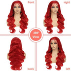 Red 13x6 Lace Front Wigs Human Hair Pre Plucked Body Wave Human Hair Wig Hot Red Lace Frontal Wigs For Black Women 180% Density 28 Inch