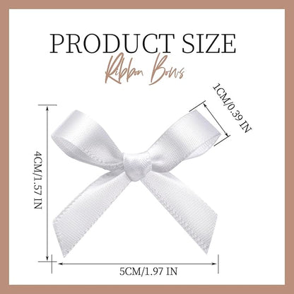 YGDZ 50 PCS Mini White Bows, Small Stain Ribbon White Bow - Image 2
