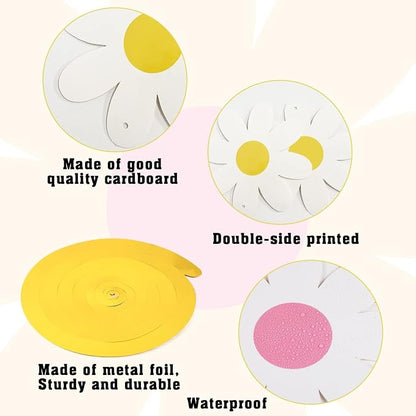 60pcs Daisy Flower Hanging Swirls White Daisy Garland Banners Foil Ceiling - Image 4