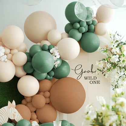 Green White Brown Balloon Garland Arch Kit - Image 4