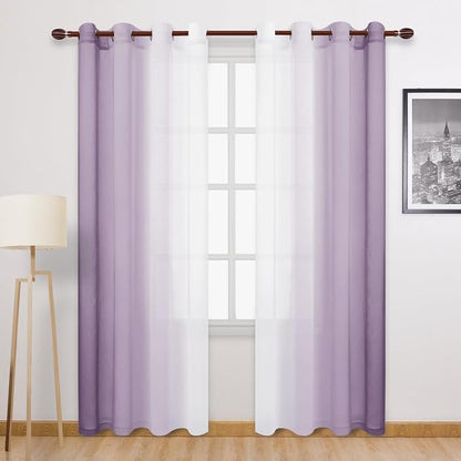 DWCN Faux Linen Ombre Sheer Curtains by DWCN
