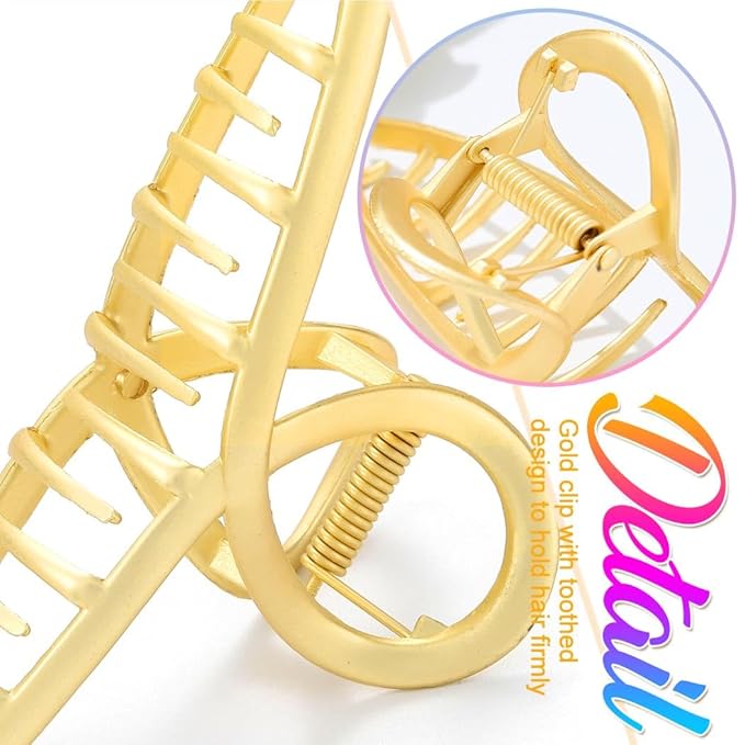 CAKURE Metal Claw Clips Gold Hair Clips Large Hair Claws for Thick Hair Accessories for Women (Pack of 2)