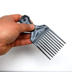 (3 Pack) 5.25" Plastic Afro Pick Lift Hair Comb Detangle Wig Braid Hair Man Styling Comb (Black_B)