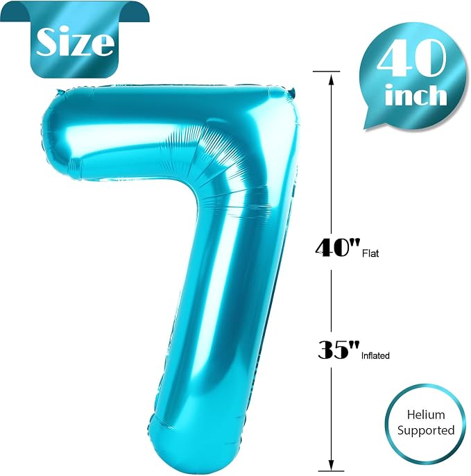 Light Blue Number 7 Balloon 40 Inch - Image 4