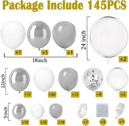 KARLURE White Silver Balloon Arch Kit Garland - Image 2