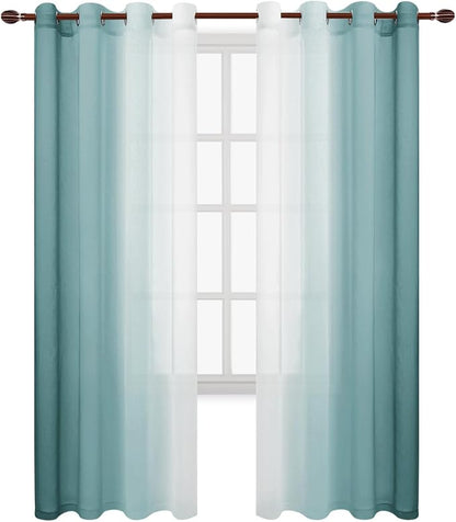 DWCN Ombre Faux Linen Extra Long Sheer Curtains - Image 8